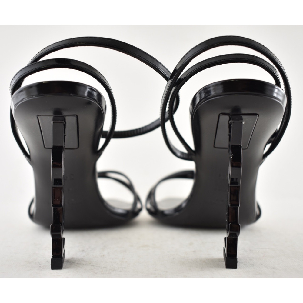 Saint Laurent Opyum 85 Black YSL Logo Heel Pump Ankle Strap Strappy Sandal 39.5 - Picture 15 of 16